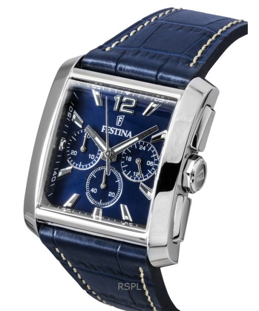 Festina Chronograph Leather Strap Blue Dial Quartz F20636-2 Men's Watch