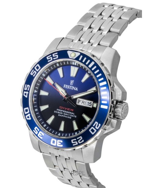 Festina Stainless Steel Blue Dial Quartz Diver's F20661-1 200M Men's Watch