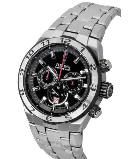 Festina Chrono Bike Chronograph Stainless Steel Black Dial Quartz F20670-6 100M Men's Watch