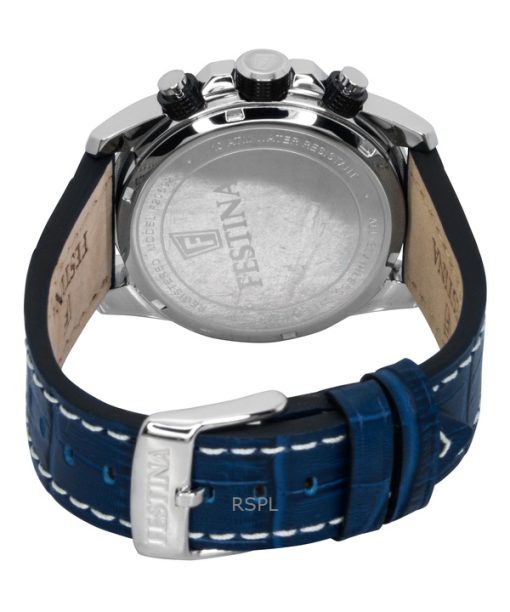 Festina Timeless Chronograph Leather Strap Blue Dial Quartz F20692-2 100M Men's Watch