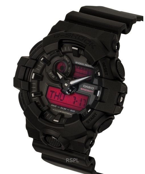 Casio G-Shock Analog Digital Resin Strap Black Dial Quartz GA-700BBR-1A 200M Men's Watch