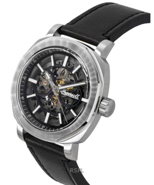 Ingersoll The Outrider Leather Strap Black Skeleton Dial Automatic I16401 Men's Watch
