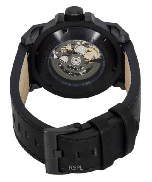 Ingersoll The Anvil Leather Strap Black Skeleton Dial Automatic I16602 Men's Watch