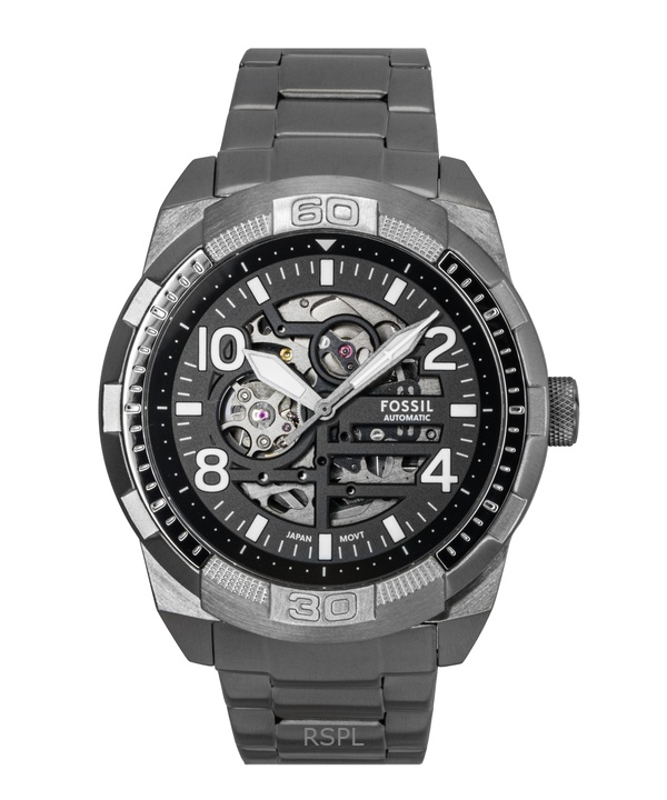 Fossil Bronson Stainless Steel Black Skeleton Dial Automatic ME3255 Men's Watch