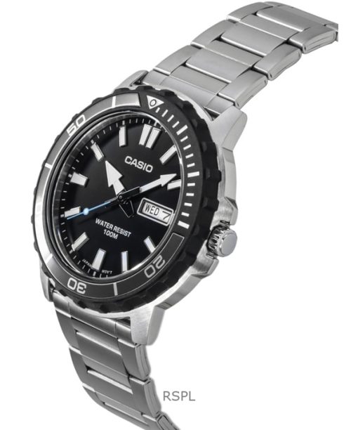Casio Standard Analog Stainless Steel Black Dial Quartz MTD-125D-1A3V 100M Men's Watch
