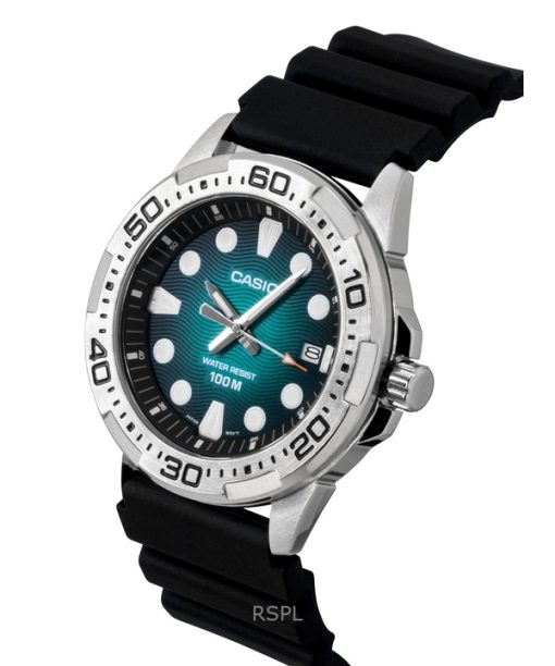 Casio Standard Analog Resin Strap Green Dial Quartz MTD-140-3AV 100M Men's Watch