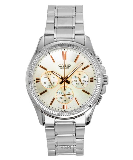 Casio Enticer Analog Stainless Steel Silver Dial Quartz MTP-1375D-7A2V Men's Watch