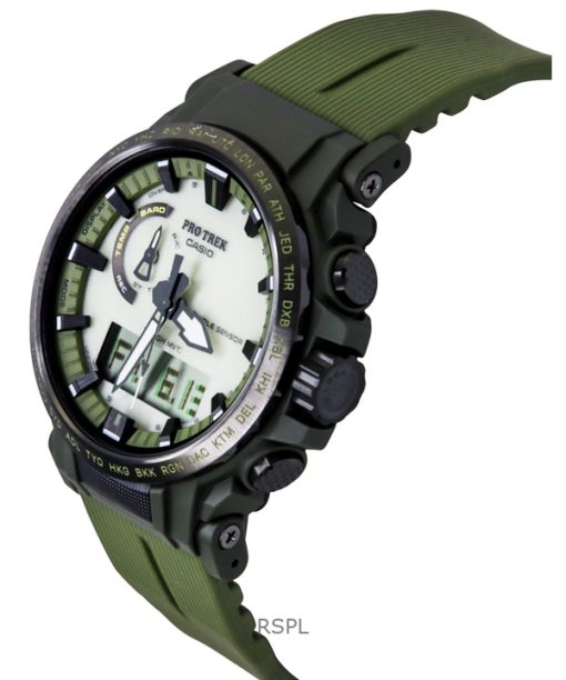 Casio Pro Trek Analog Digital Bio-Based Resin Strap White Dial Solar PRW-61LD-3 100M Men's Watch