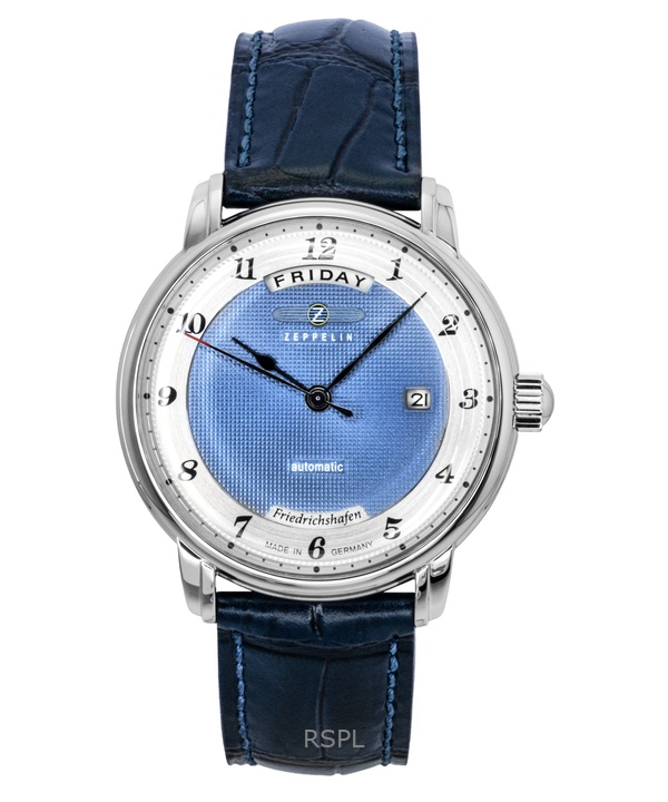 Zeppelin Friedrichshafen Blue Leather Strap Blue Dial Automatic 85623 Men's Watch