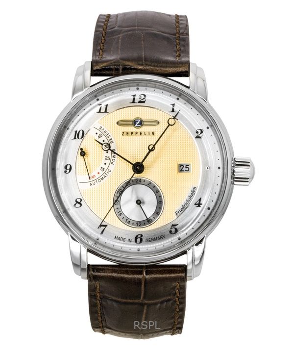 Zeppelin Friedrichshafen Brown Leather Strap Gold Dial Automatic 85905 Men's Watch