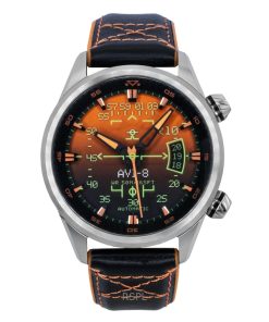 AVI-8 ホーカー ハリアー HUD ラバー＆レザーストラップ グラデーションオレンジダイヤル 自動巻き AV-4117-03 メンズ腕時計