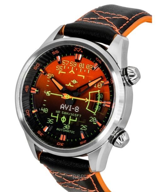AVI-8 ホーカー ハリアー HUD ラバー＆レザーストラップ グラデーションオレンジダイヤル 自動巻き AV-4117-03 メンズ腕時計