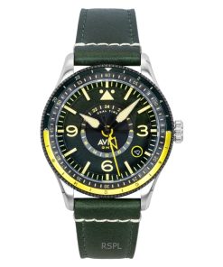 AVI-8 フライボーイ エアマスター GMT フューズレージ グリーンレザーストラップ グリーンダイヤル 自動巻き AV-4128-03 メンズ腕時計