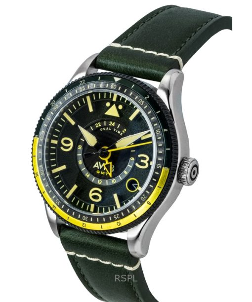 AVI-8 フライボーイ エアマスター GMT フューズレージ グリーンレザーストラップ グリーンダイヤル 自動巻き AV-4128-03 メンズ腕時計