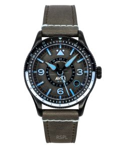 AVI-8 フライボーイ エアマスター GMT レザーストラップ グレーダイヤル 自動巻き AV-4128-05 メンズ腕時計