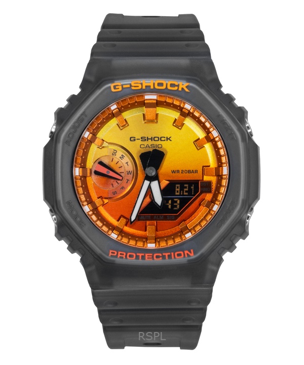 カシオ G-Shock アナログデジタル 樹脂ストラップ オレンジダイヤル クォーツ GA-2100FLS-8A4 200M メンズ腕時計