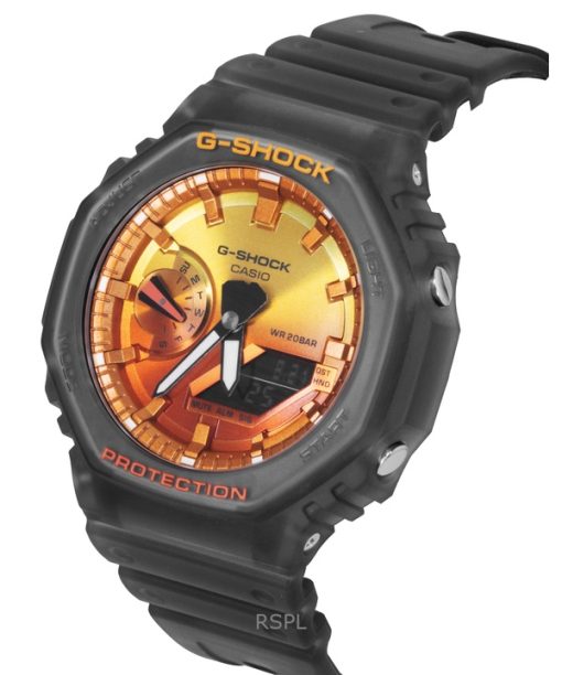 カシオ G-Shock アナログデジタル 樹脂ストラップ オレンジダイヤル クォーツ GA-2100FLS-8A4 200M メンズ腕時計