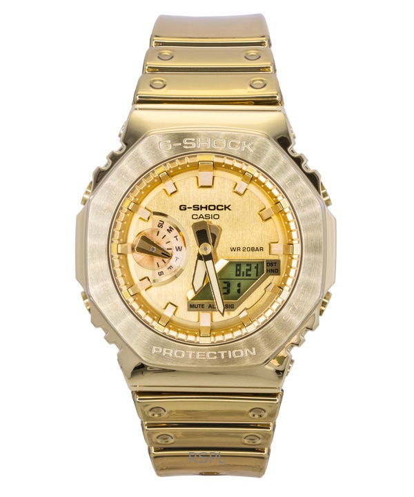 カシオ G-Shock G-Steel ファインメタリック アナログデジタル ゴールドダイヤル クォーツ GM-2100YMG-9A9 200M メンズ腕時計
