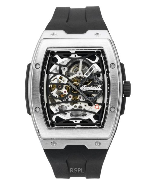 インガソル ザ・チャレンジャー ラバーストラップ ブラック スケルトンダイヤル 自動巻き I12301 メンズ腕時計