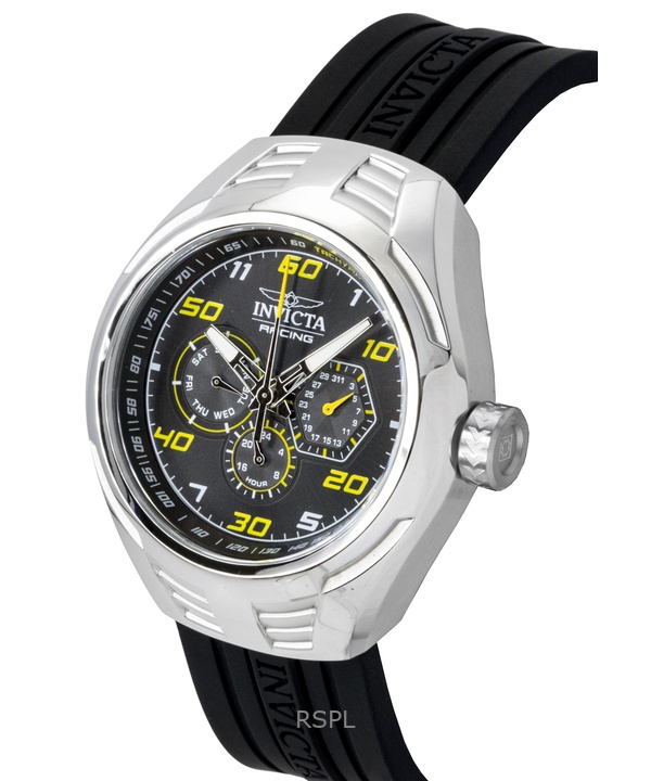 インビクタ レーシング シリコンストラップ ブラックダイヤル クォーツ 47724 メンズ腕時計