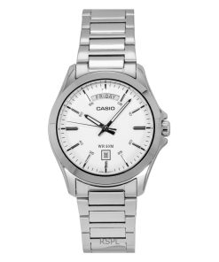 カシオ スタンダード アナログ ステンレススチール ホワイトダイヤル クォーツ MTP-1370D-7A3V メンズ腕時計