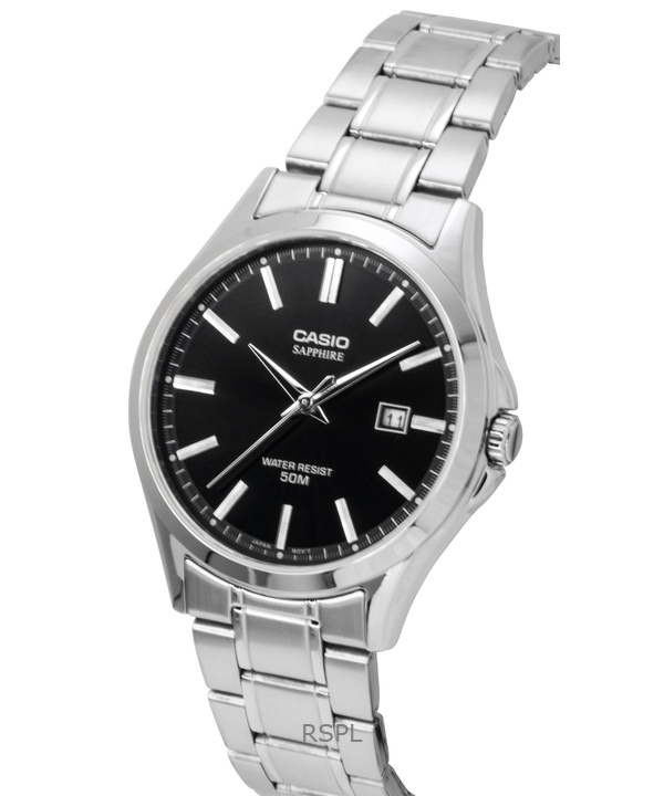 カシオ スタンダード アナログ ステンレススチール ブラックダイヤル クォーツ MTS-115D-1AV メンズ腕時計