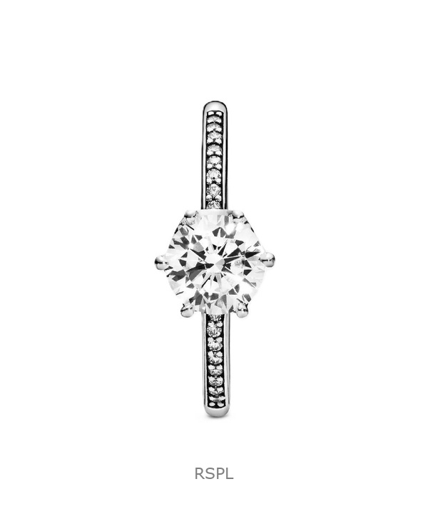 パンドラ スパークリングクラウン ソリティアリング クリアキュービックジルコニア P-198289CZ-54 レディース