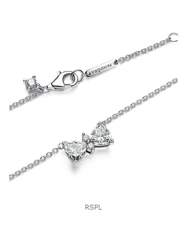 パンドラ スパークリングボウネックレス クリアキュービックジルコニア P-393509C01-45 レディース