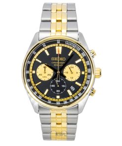 セイコー コンセプチュアル クロノグラフ ツートン ステンレススチール ブラックダイヤル クォーツ SSB430P1 100M メンズ腕時計