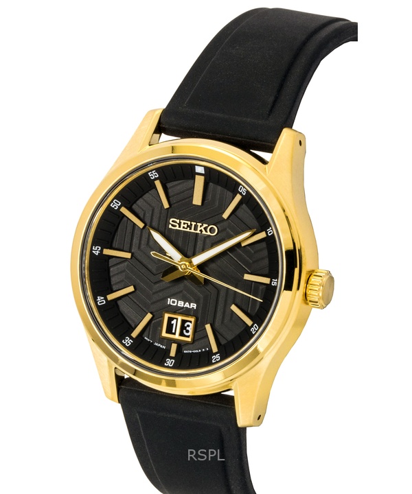 セイコー コンセプチュアル シリコンストラップ ブラックダイヤル クォーツ SUR560P1 100M メンズ腕時計